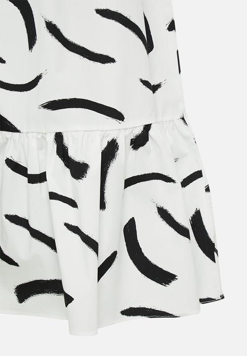 Glamorous - Petite mono brush strokes maxi skirt - black & white