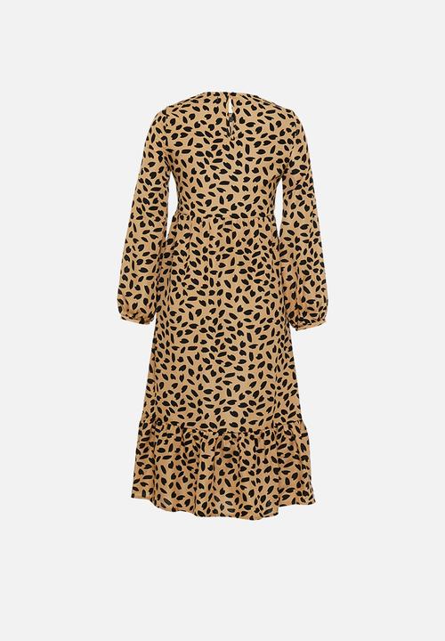 Missguided - Petite ruffle hem midi smock Dalmatian - stone