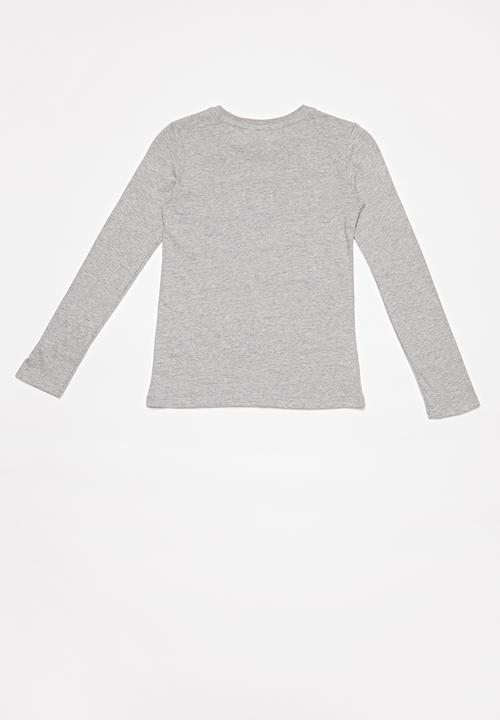 GUESS - Girls long sleeve Guess tri tee - grey