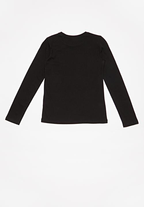 GUESS - Long sleeve heart Guess tri tee - black