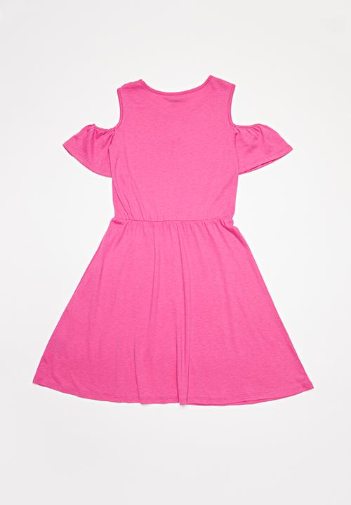 GUESS - Short sleeve Guess cold shoulder Maria dress - pink