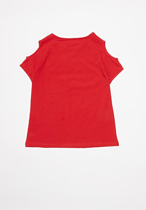 GUESS - Cold shoulder Guess tee - red