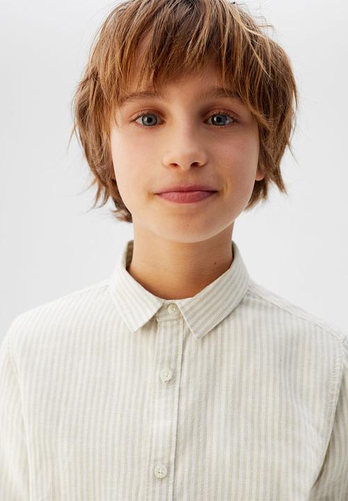 MANGO - Shirt dario - beige & white 