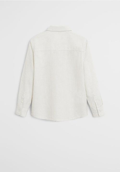 MANGO - Shirt dario - beige & white 