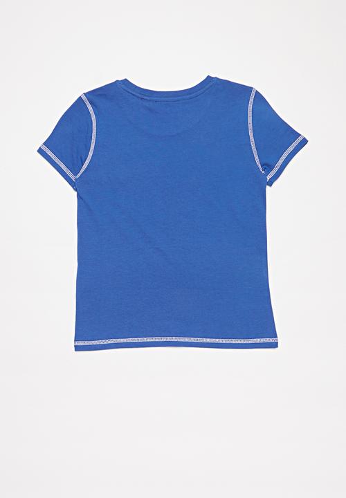 GUESS - Flocking triangle crew tee - blue