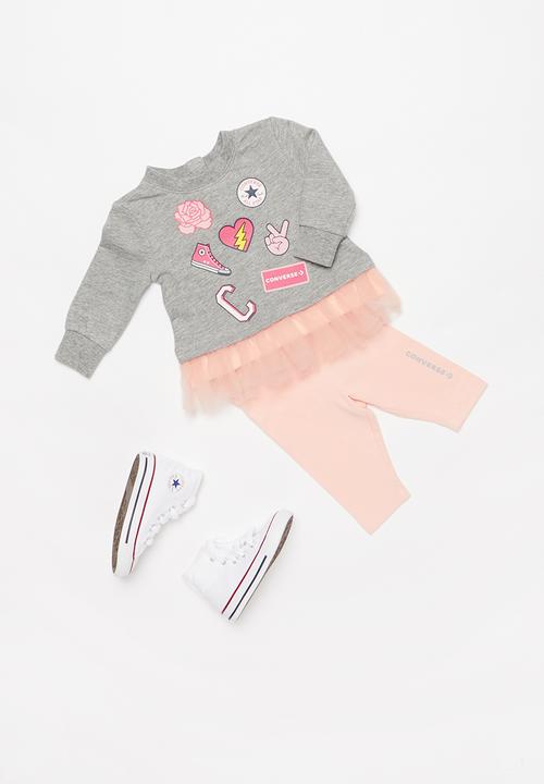 Converse - Converse girls tunic & legging set - pink & grey 