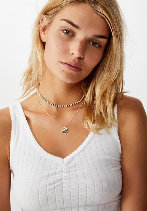 Rubi - Surfer girl layer necklace  - gold & natural 