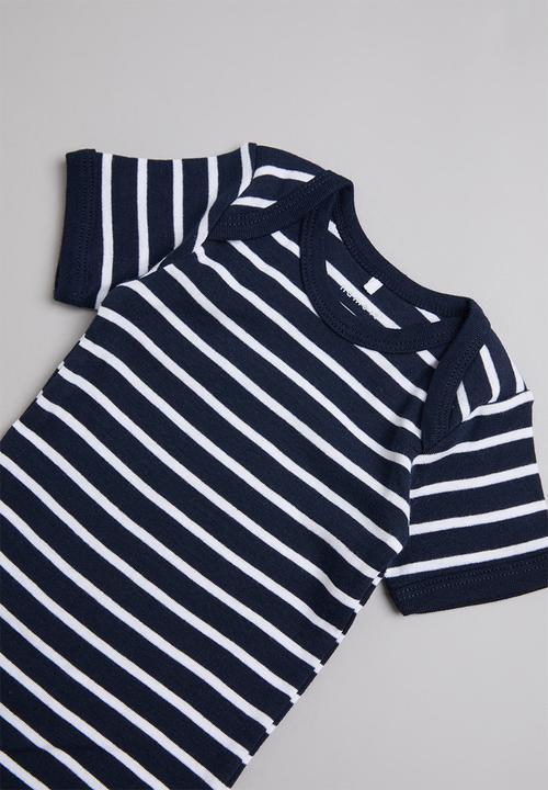 Name It - 3 Pack short sleeve bodysuit - navy & white