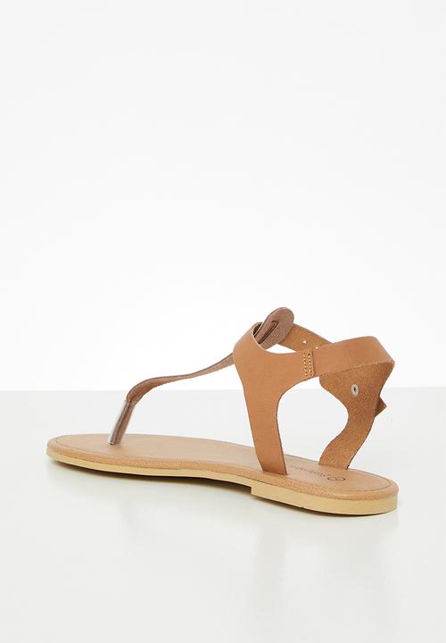 Superbalist - Zizi leather t-bar sandal - gold & tan 