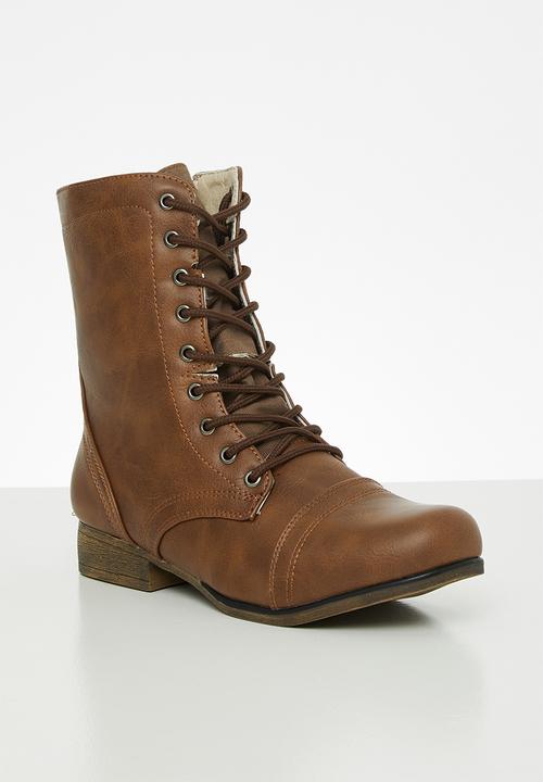 STYLE REPUBLIC - Lola lace-up boot - tan
