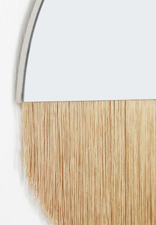 Sixth Floor - Fringe round mirror - neutral