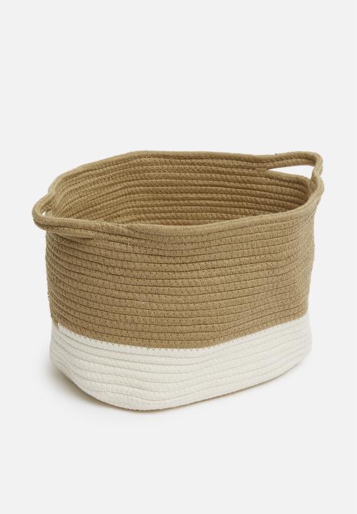 Sixth Floor - Large braided basket - brown & neutral 
