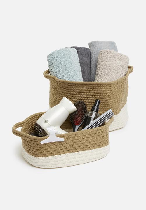 Sixth Floor - Large braided basket - brown & neutral 