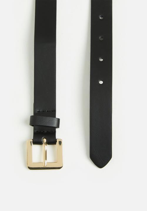 Rubi - Square buckle belt - black & gold