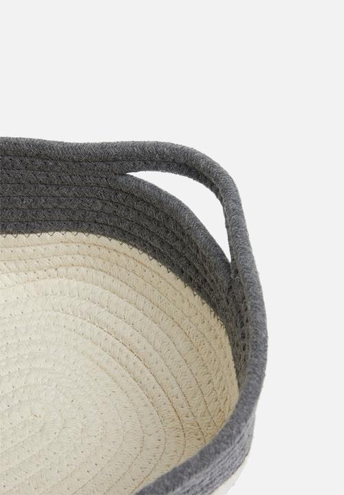 Sixth Floor - 2-tone braided basket small - charcoal & white