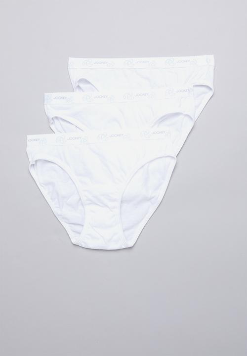 Jockey - 3 Pack plain bikini briefs - white