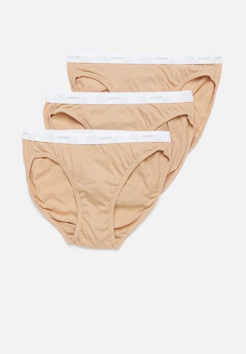 Jockey - 3 Pack plain bikini briefs - powder beige