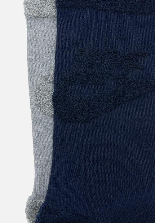 Nike - 2 Pack Nike loop futura crew socks - navy & grey 