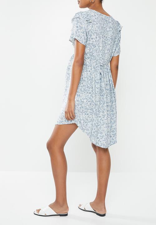 Cotton On - Maternity short sleeve babydoll dress  floral - country blue