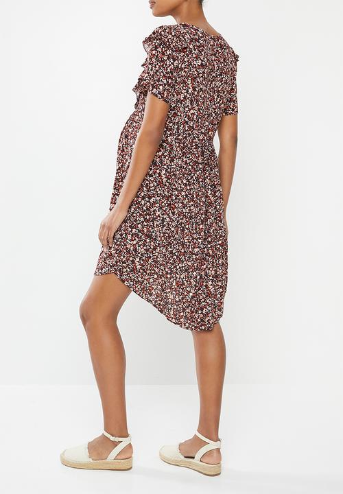 Cotton On - Maternity  short sleeve babydoll dress ditsy - canyon sunset