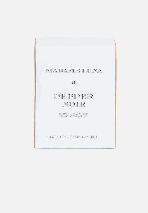 Madame Luna - Black signature gold stamp candle - pepper noir