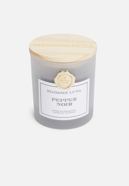 Madame Luna - Black signature gold stamp candle - pepper noir