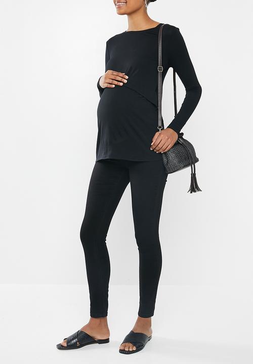 Cotton On - Maternity 2-in-1 long sleeve top - black