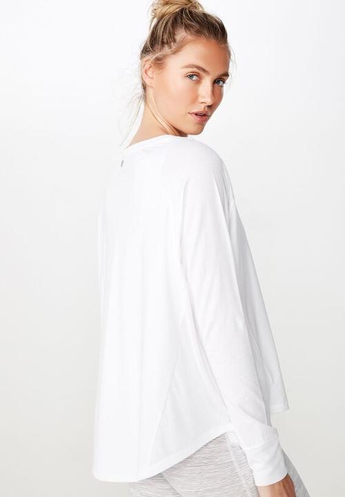 Cotton On - Active rib long sleeve top - white