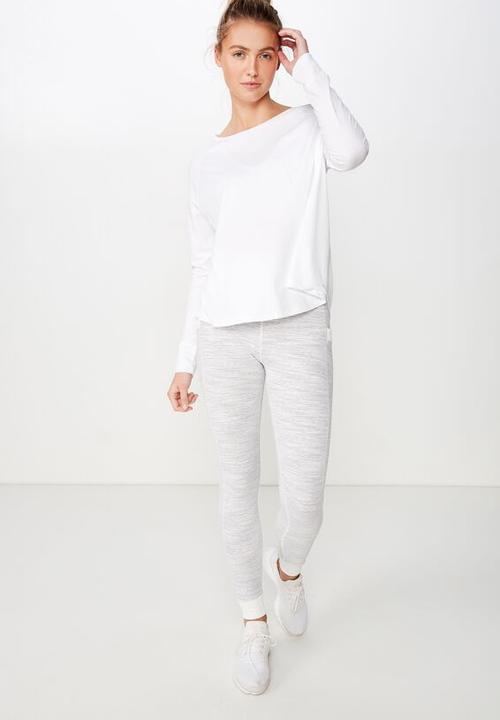 Cotton On - Active rib long sleeve top - white