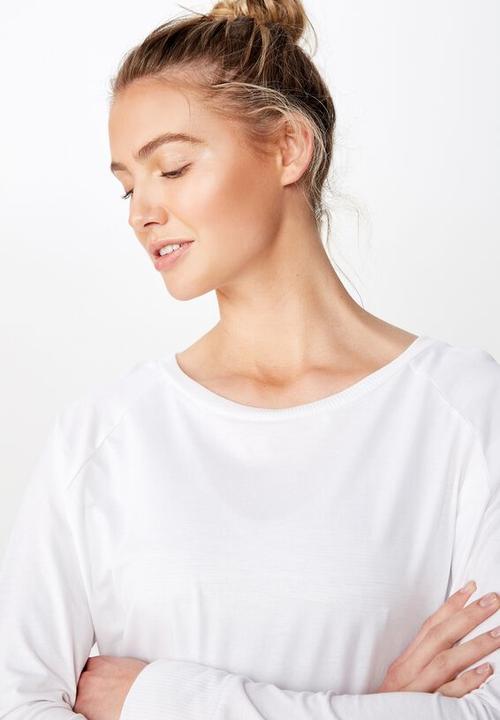 Cotton On - Active rib long sleeve top - white