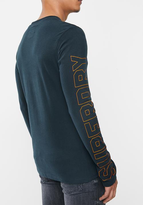 Superdry. - Vintage logo linear long sleeve tee - navy