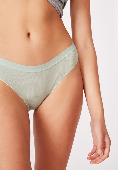 Cotton On - Cotton rib bikini brief - aloe washed