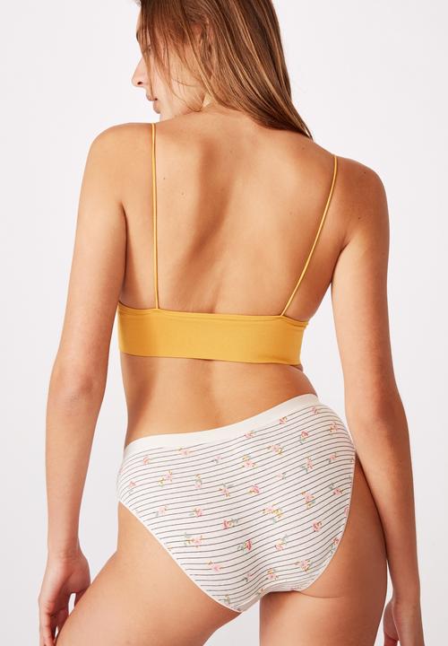 Cotton On - Cotton rib bikini brief - stripe ditsy