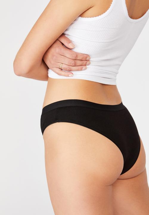 Cotton On - Cotton rib brasiliano brief - black