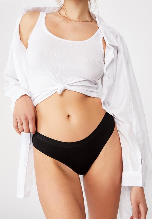 Cotton On - Cotton rib brasiliano brief - black