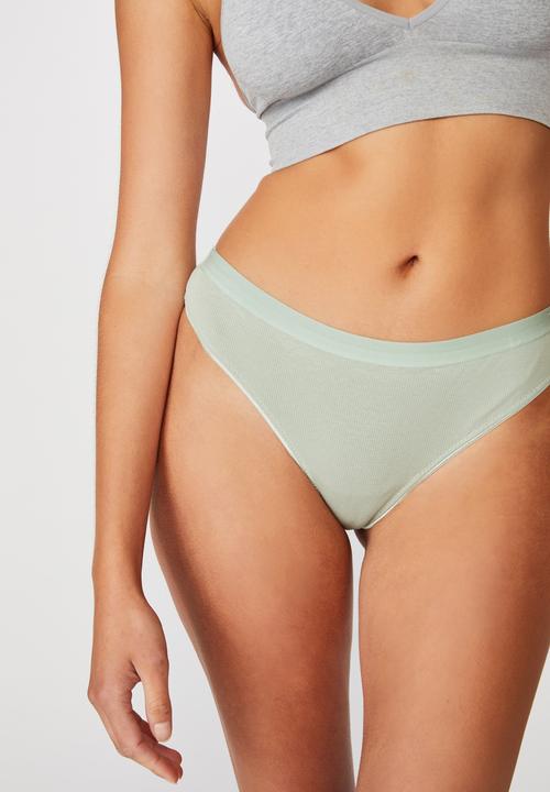 Cotton On - Cotton rib comfy g-string brief -aloe washed