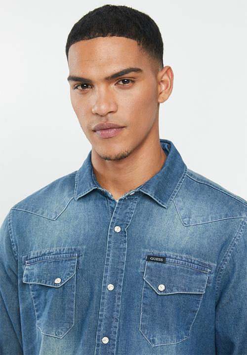 GUESS - Slim fit denim shirt - blue 