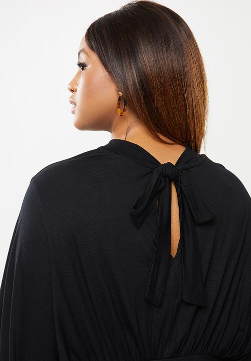 edit Plus - Knit femme wide sleeve midi dress - black
