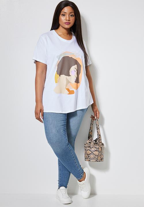 Superbalist - Printed face graphic tee - white