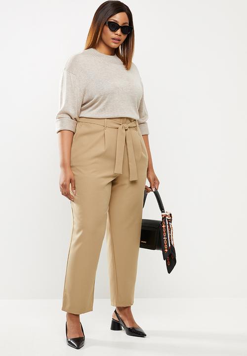 edit Plus - Paperbag tapered pant - beige