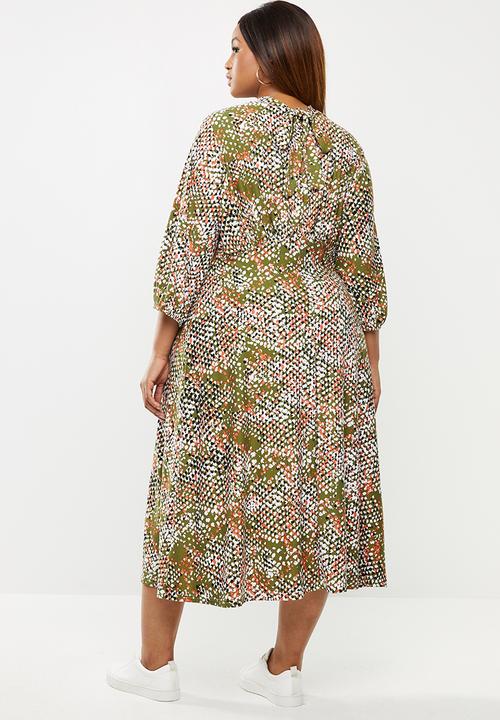 edit Plus - Knit femme wide sleeve midi dress - multi