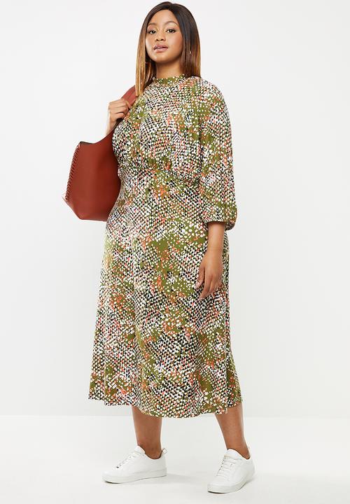 edit Plus - Knit femme wide sleeve midi dress - multi