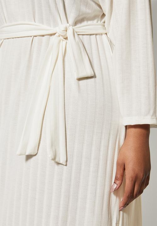 Superbalist - Rib knit tie drop shoulder dress - white