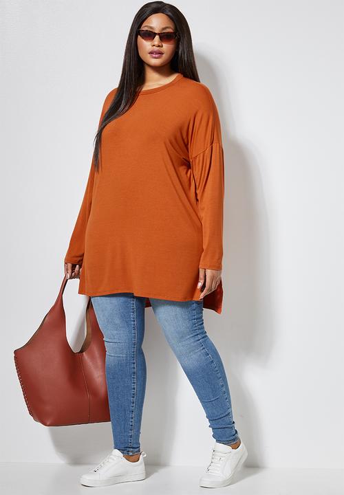 Superbalist - Longline viscose tee - rust