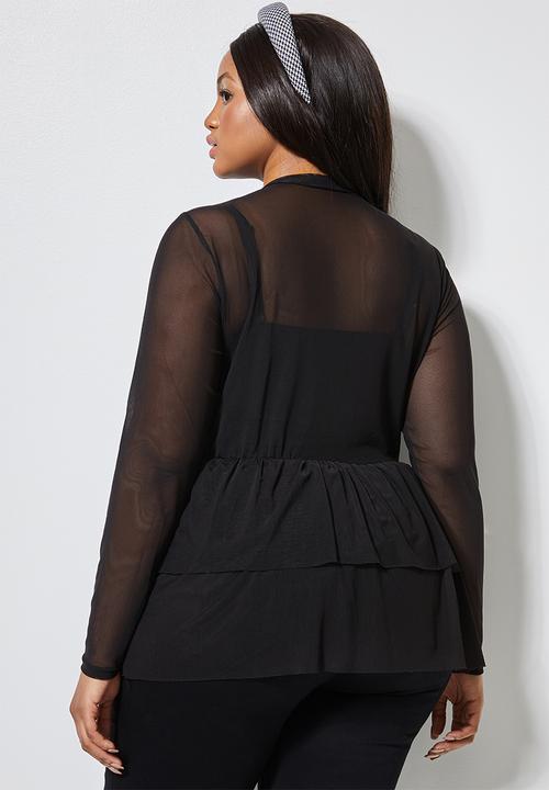 Superbalist - Mesh tiered high neck tee(plus) - black