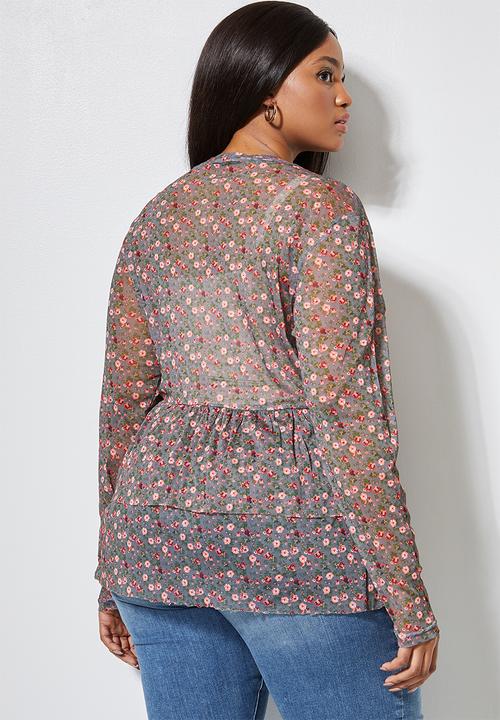 Superbalist - Mesh tiered high neck tee - floral ditsy