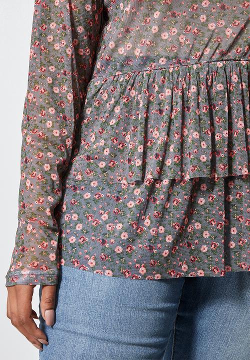 Superbalist - Mesh tiered high neck tee - floral ditsy
