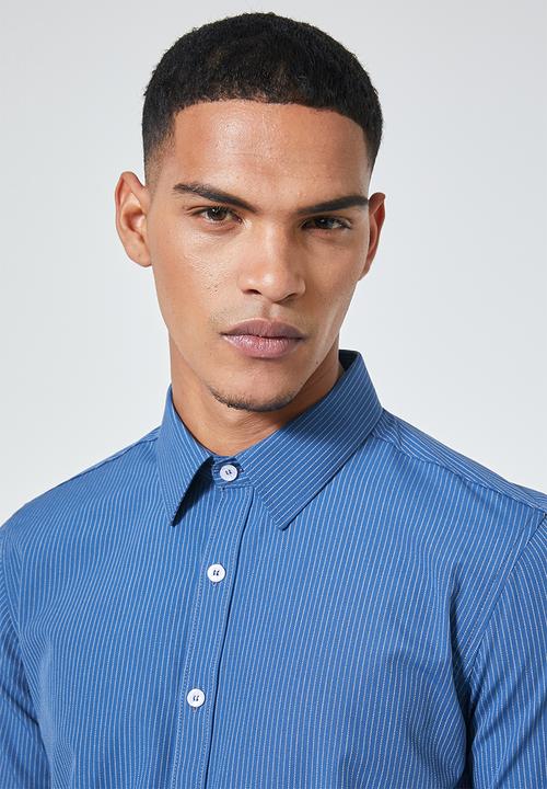 Superbalist - Stripe slim fit long sleeve shirt - blue