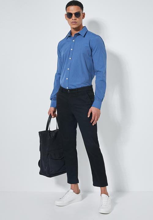 Superbalist - Stripe slim fit long sleeve shirt - blue