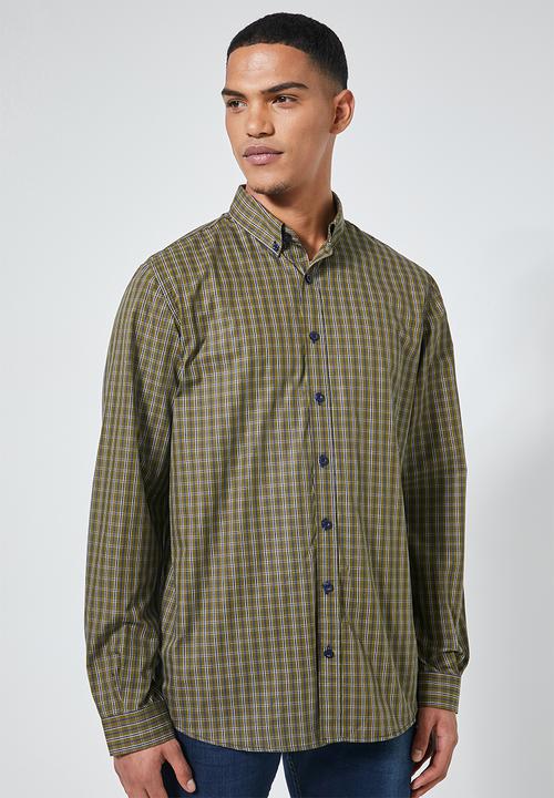 Superbalist - Barber regular fit long sleeve oxford shirt - olive
